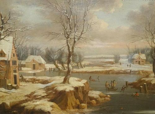 17th Century Dutch Old Master Winter Frozen Landscape