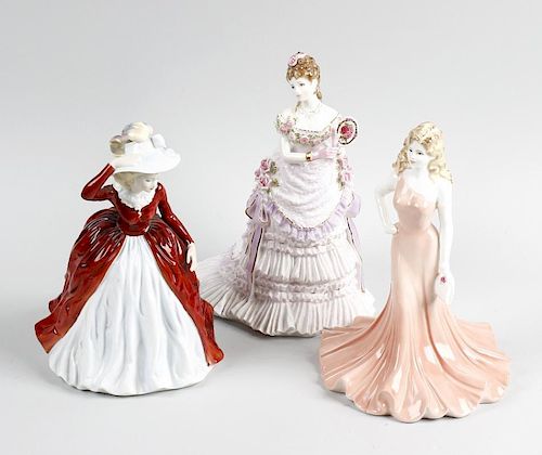 A group of Doulton, Coalport and Worcester figures. Comprising four Coalport ladies, including 'Ladi