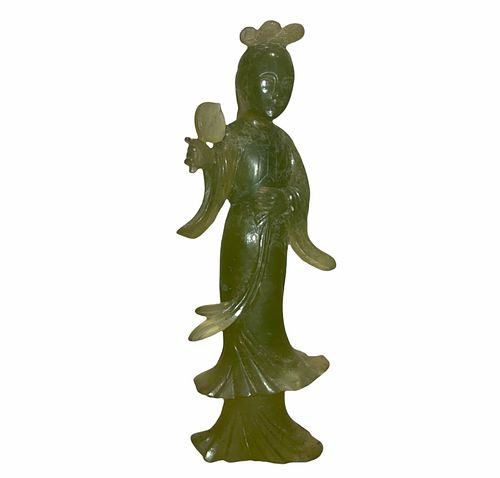 Chinese Carved Jade Woman Statue