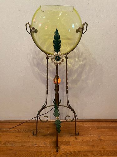 ART DECO Vaseline Glass Fishbowl Stand 