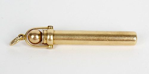 A 15ct gold Sampson Mordan & Co. retractable pencil. Having reeded barrel and ball finial, within pr