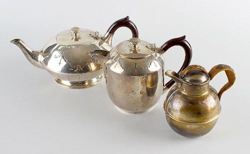 A selection of silver and silver plated items, to include a 1930's silver Guernsey milk jug with rat