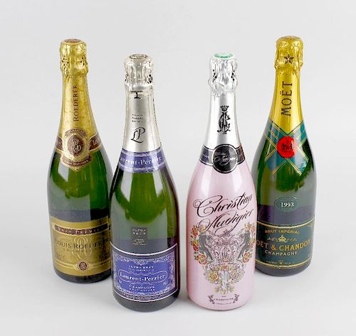 Four bottles of champagne, comprising Moet & Chandon, vintage 1993 champagne, within original presen