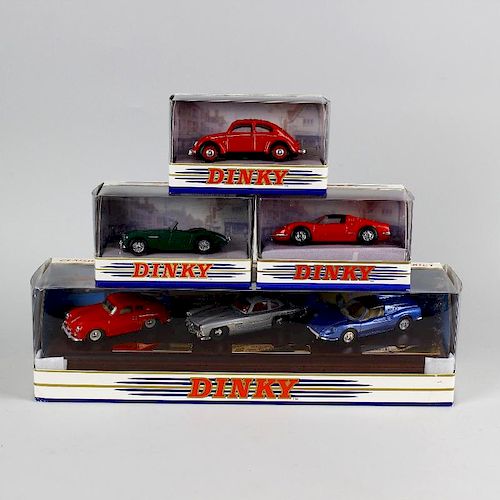 A box containing 36 Matchbox Dinky diecast model vehicles. To include sports cars and other vehicles