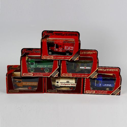 A box containing 50 Matchbox Models of Yesteryear diecast model cars and other vehicles, each in ori