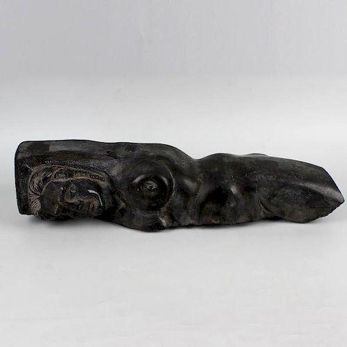 Cyril Saunders Spackman, (American, 1887-1963) A carved slate or black stone sculpture of a nude fem