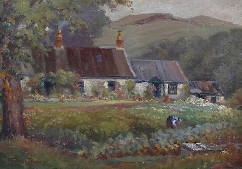 Two framed oils on board.Walter L. Pender (early 20th century), A cottage garden, 10.25 x 14.5 (26cm