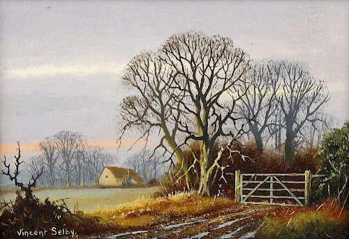 Vincent Selby (1919-2004) A pair of oils on board Landscape scenes depicting country roads Signed to