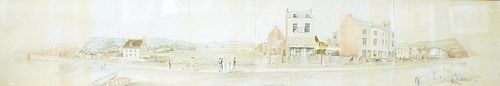 A 19th century panoramic watercolour. Landscape scene entitled 'Sidmouth 1815' 59 x 10 (150 cm x 25.