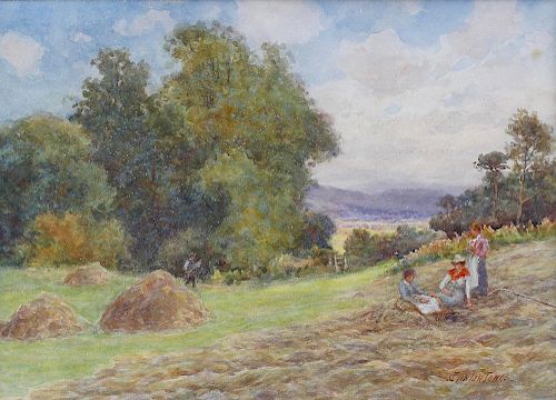 Josiah Clinton Jones (1848 û 1936). Four assorted signed watercolours, comprising, Hay Time in the C