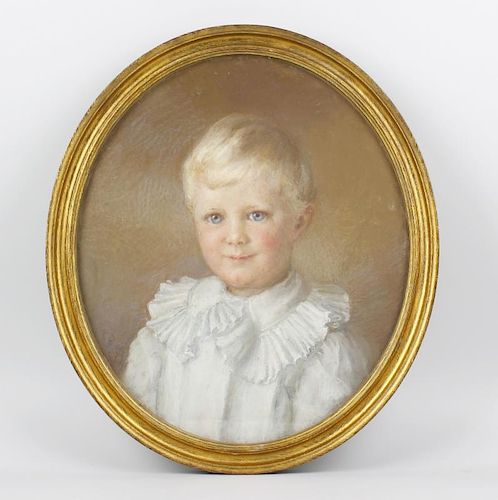 English School (early 20th century)An oval portrait of a young boyPastelUnsigned 17.25 x 15 (44 cm x
