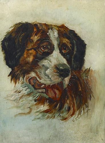 G. J. Tomlinson, (late 19th century) Study of the head of a dog, probably a St. Bernard Oil on board