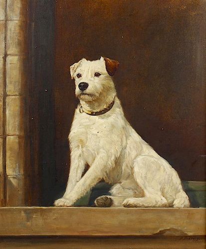 Oil on canvas (late 19th/early 20th century) Portrait study of a terrier Signed to lower right hand