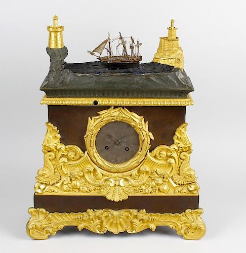 A superb 19th century French automaton clock. Having a 3.5-inch Roman dial, the two-train movement w