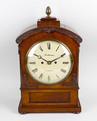 A second quarter 19th century mahogany twin fusee bracket clock The 8-inch cream-painted convex Roma