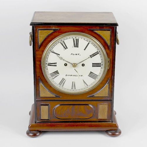 A 19th century mahogany twin fusee bracket clock The 8-inch cream-painted convex Roman dial inscribe