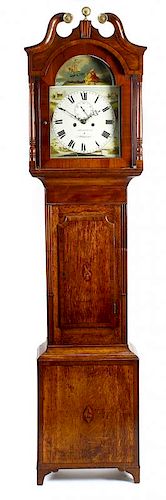 An early 19th century oak and mahogany-cased 8-day painted dial longcase clock George Stacey, Workso