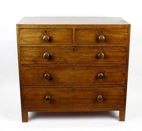 A small mixed selection of furniture. Comprising a 19th century mahogany chest of drawers, the line