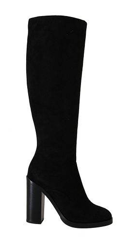 DOLCE & GABBANA BLACK SUEDE LEATHER KNEE HIGH BOOTS