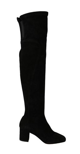 DOLCE & GABBANA BLACK SUEDE LEATHER OVER KNEE BOOTS