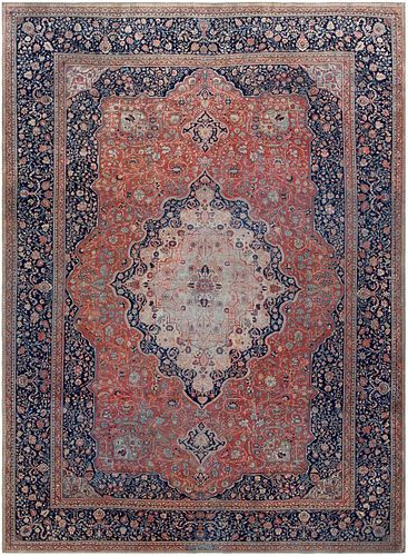 ANTIQUE PERSIAN MOHTASHEM KASHAN RUG. 14 ft 6 in x 10 ft 8 in (4.42 m x 3.25 m).