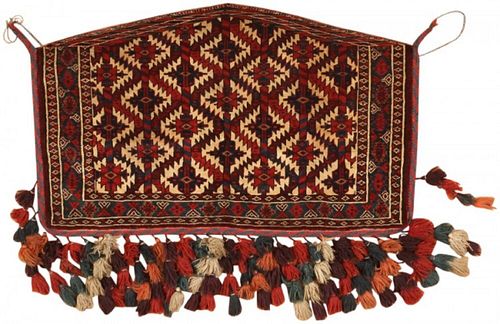 ANTIQUE CENTRAL ASIAN YOMUT TURKEMAN CARPET - No reserve. 4 ft 1 in x 2 ft 6 in (1.24 m x 0.76 m).
