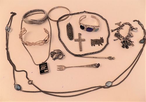 LOT ASSORTED SILVER JEWELRY