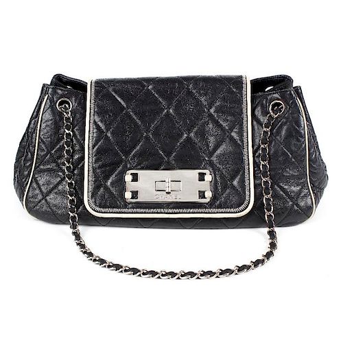 CHANEL - an East West Accordion Flap bag. From the maker's East West Collection, designed with a bla