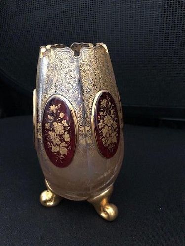 Bohemian Glass Vase with Gold gilding