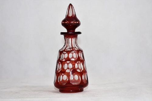 bohemian red and clear bottle
