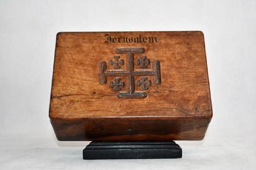 wooden box with Jerusalem writing
