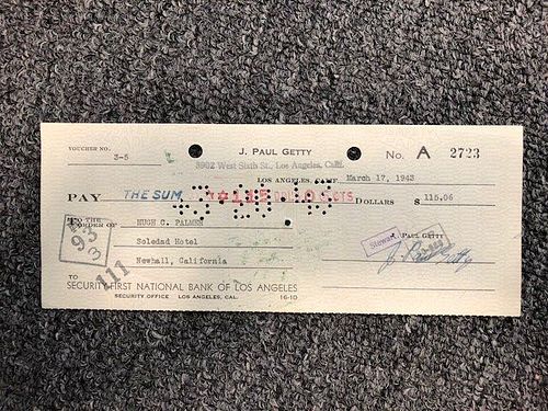 Paul Getty signed Check