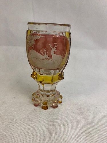 Bohemian Pink And Amber Goblet