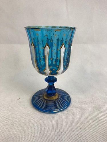 Bohemian Blue And White Goblet