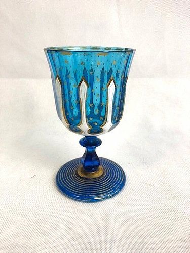 Bohemian blue and white goblet