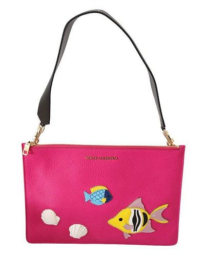 Pink Fish Patch Handbag Shoulder Borse Leather Bag