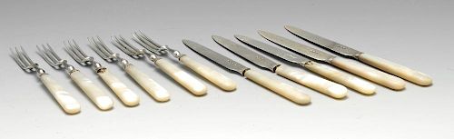A selection of various early twentieth century mother-of-pearl handled silver fruit knives and pickl