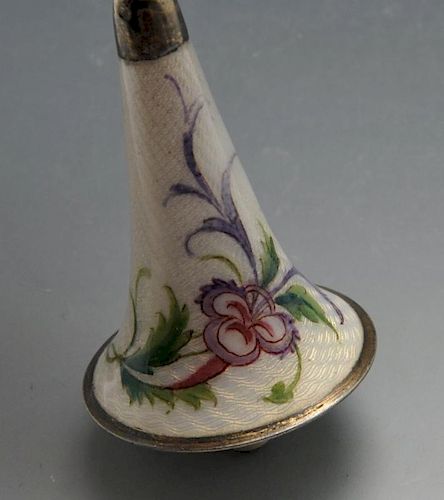 An early twentieth century electric bell pull, the flared body with ivory guilloche enamel embellish
