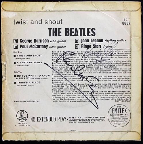 Paul Mccartney & Ringo Starr Signed Twist And Shout Ep