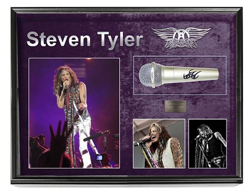 Aerosmith Steven Tyler Signed Microphone + Display
