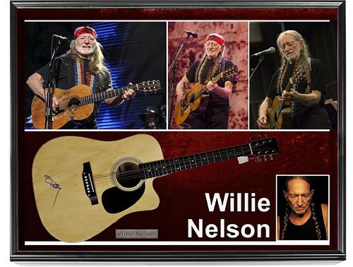Willie Nelson Autographed Signed Acoustic Guitar