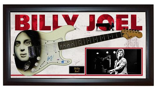 Billy Joel Airbrushed Autographed Guitar + Display