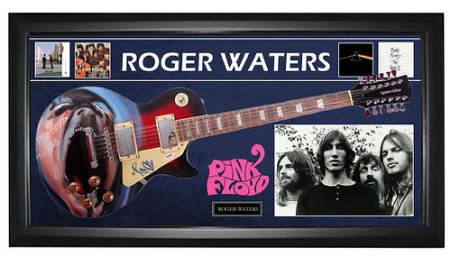 Pink Floyd Roger Waters Signed Guitar + Display