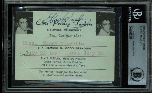 Elvis Presley Signed 2.4x3.5 1961 Elvis Presley Tankers