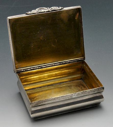 A continental snuff box, possibly eighteenth century, the rectangular form with curved sides and the