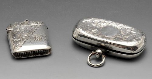 A George V silver foliate engraved vesta case having personal initials, hallmarked Samuel M Levi, Bi