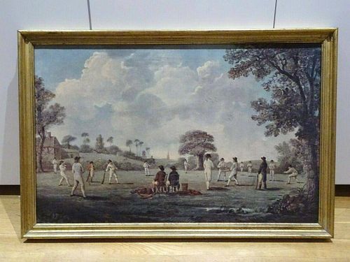 Cricket Match Landscape Painting