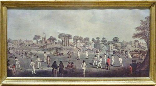 Cricket Match Landscape Painting