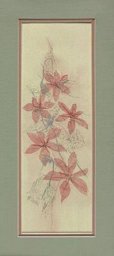 Washi paper flowers 9"x 20" Original Painting