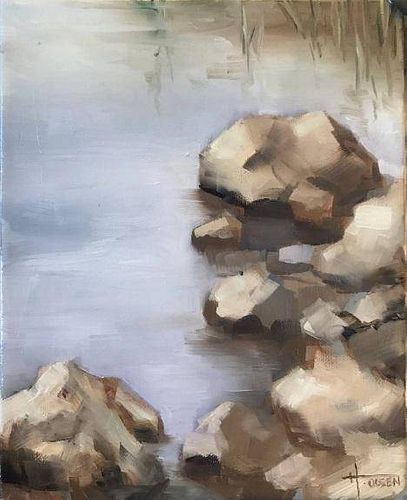 Rocks on the Lake Study Painting